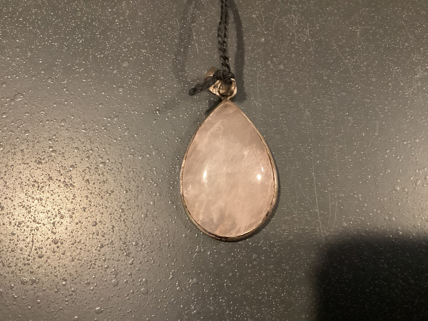 Pendentif quartz rose et argent