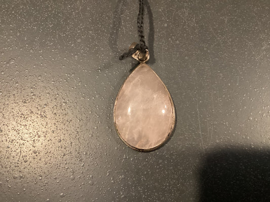 Pendentif quartz rose et argent